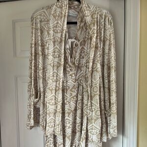 Beige and White Patterned Dress